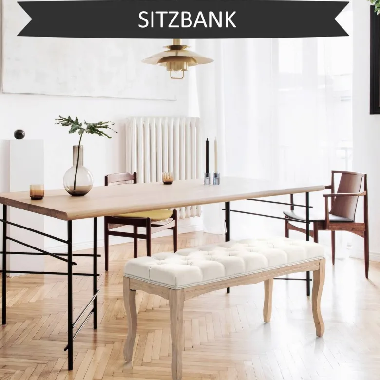 Polsterbank 837-178BG beige B/H/T: ca. 110x48x40 cm