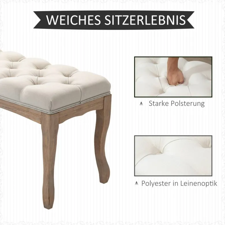 Polsterbank 837-178BG beige B/H/T: ca. 110x48x40 cm