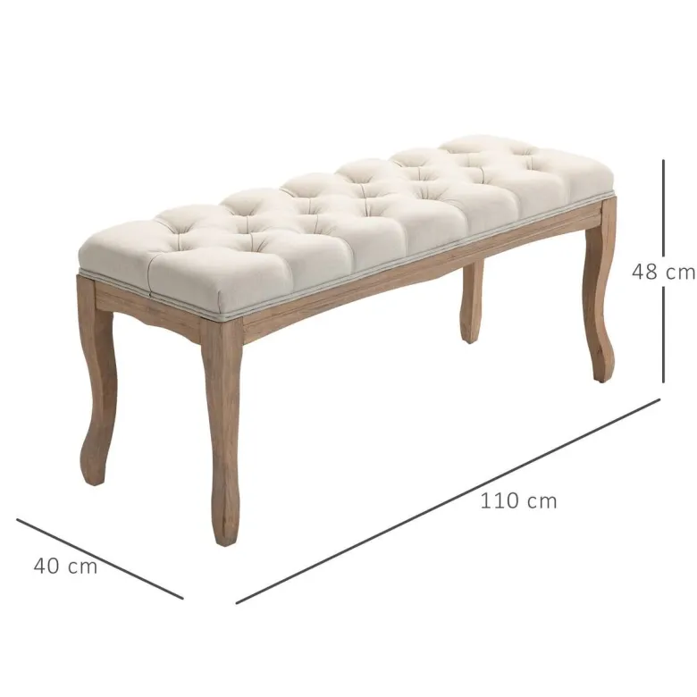 Polsterbank 837-178BG beige B/H/T: ca. 110x48x40 cm