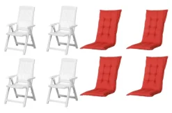 PROGARDEN,MADISON Klappsessel Set + Auflagen Tampa weiß Kunststoff B/H/L: ca. 61x109x60 cm