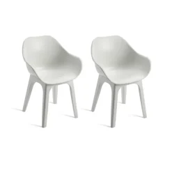 ProGarden Sessel GHIBLI 2er-Set weiß Polypropylen B/H: ca. 55x81 cm