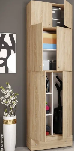 Putzschrank Lona Eiche Sonoma Nachbildung weiß B/H/T: ca. 70x240x39 cm