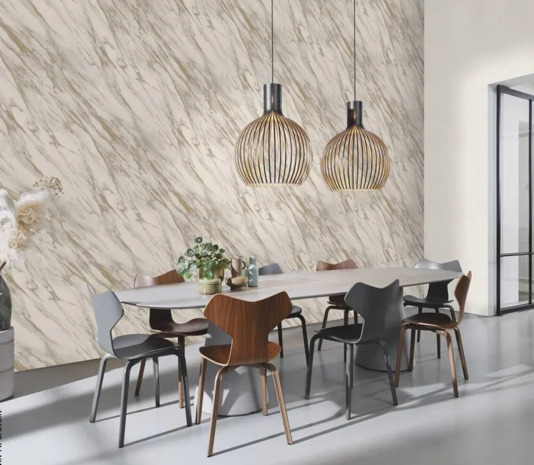 Rasch Papiertapete Marmoroptik beige gold B/L: ca. 53x1005 cm