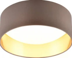 Reality LED-Deckenleuchte Locarno weiß taupe Kunststoff Stoff H/D: ca. 11x30 cm 1 Brennstellen