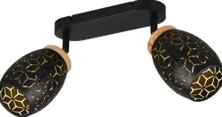 Reality Spot 2-flg. Bidar schwarz gold Metall B/H/L: ca. 28x27x12 cm E14 2 Brennstellen