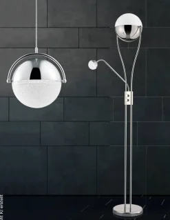 Reality Stehlampe Kris Chrom weiß Metall H: ca. 180 cm