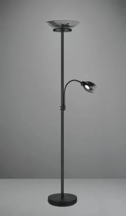 Reality Stehlampe schwarz Metall E27 2 Brennstellen