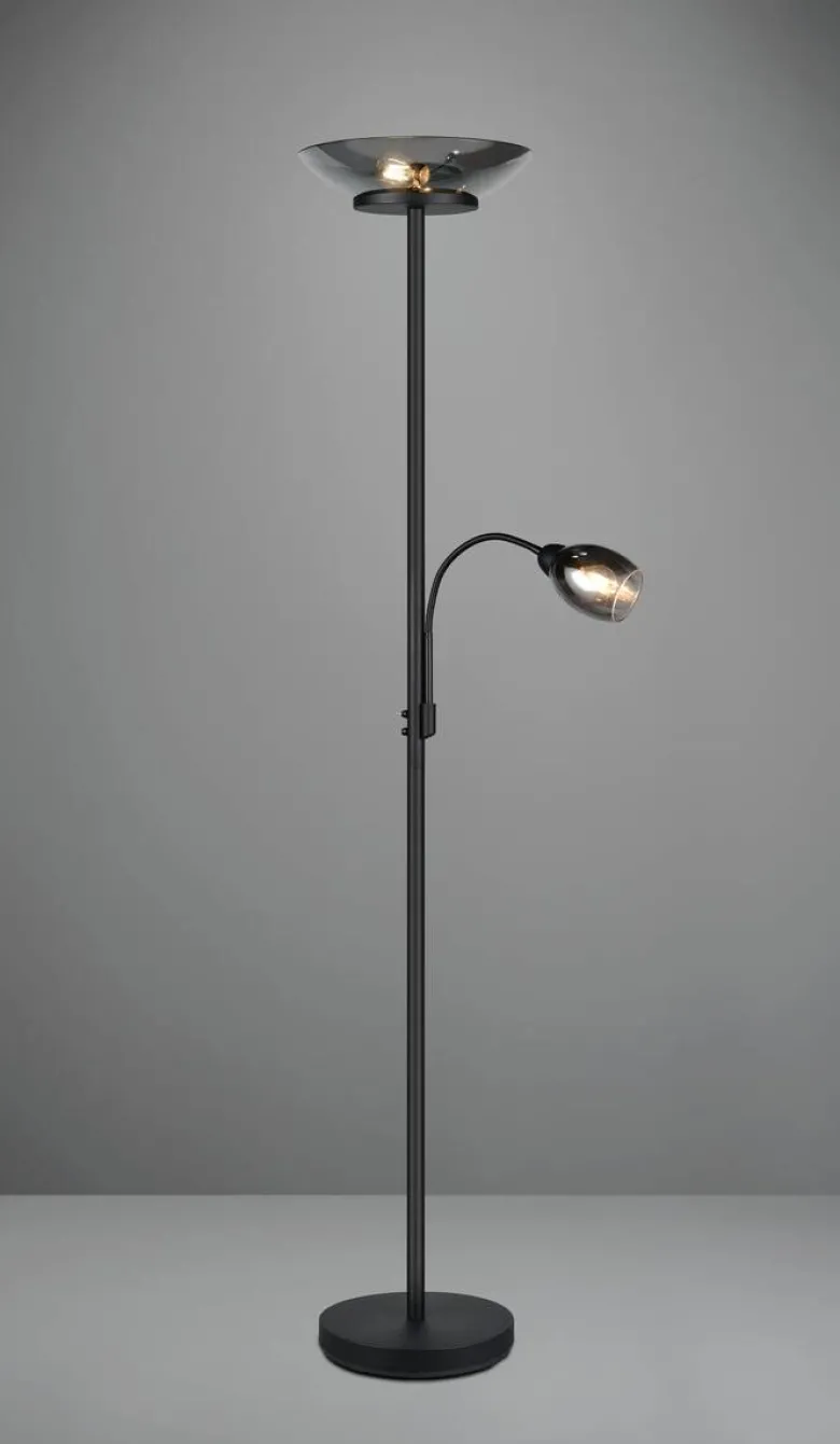 Reality Stehlampe schwarz Metall E27 2 Brennstellen