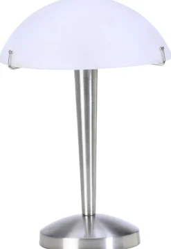 Reality Touch-Tischleuchte Garda nickel matt weiß Metall Glas H/D: ca. 32x23 cm E14 1 Brennstellen