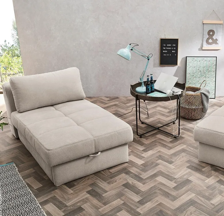 Recamiere beige Microfaser B/H/T: ca. 93x205x78 cm
