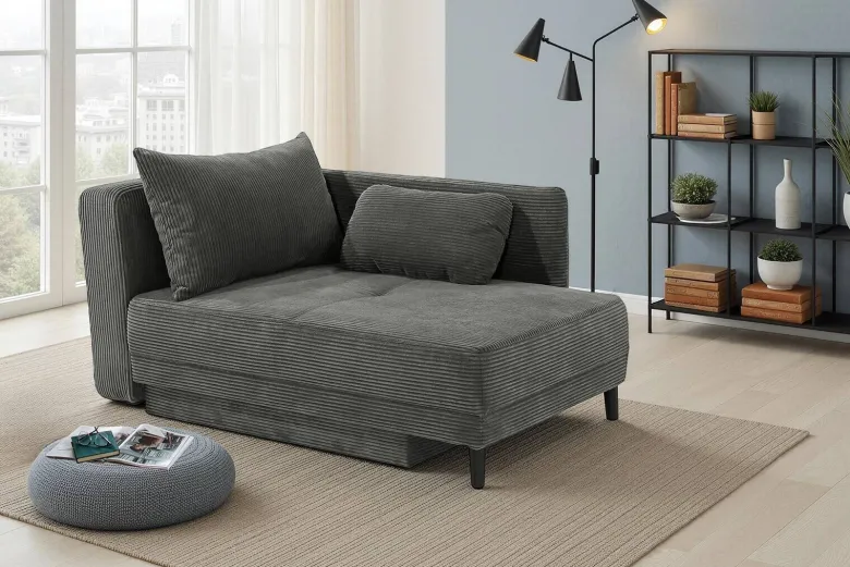 Recamiere grau Microfaser B/H/T: ca. 155x81x73 cm