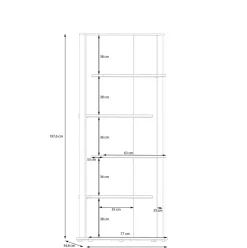 Regal Eiche Artisan Nachbildung schwarz B/H/T: ca. 80x198x35 cm