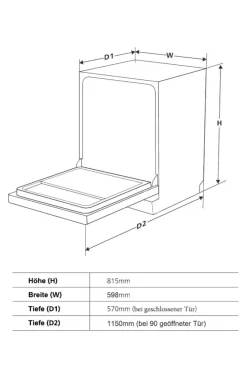 Respekta Einbaugeschirrspüler GSP60TIDM Edelstahl B/H/T: ca. 59,8x81,5x57 cm