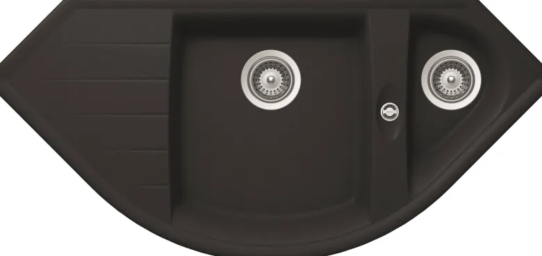 Respekta Einbauspüle Arlington schwarz Granit B/H/T: ca. 110,5x19,5x52 cm