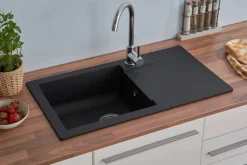 Respekta Einbauspüle Denver 78 x 44 S schwarz Mineralite B/H/T: ca. 78x17x43,5 cm