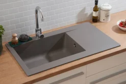 Respekta Einbauspüle Denver 86 x 50 G Beton grau Mineralite B/H/T: ca. 86x20x50 cm