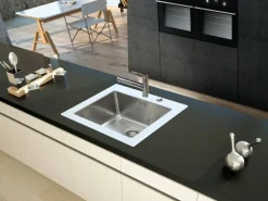 Respekta Einbauspüle New York 55 x 53 W weiß Glas Edelstahl B/H/T: ca. 55x21x53 cm