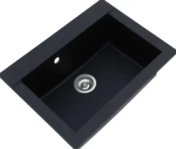 Respekta Einbauspüle Ohio 66 x 50 S schwarz Mineralite B/H/T: ca. 66x21x50 cm