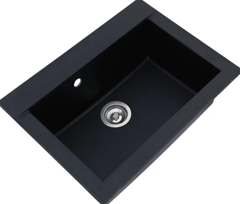 Respekta Einbauspüle Ohio 66 x 50 S schwarz Mineralite B/H/T: ca. 66x21x50 cm