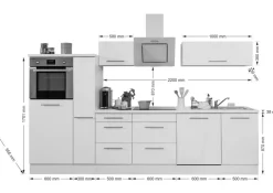 Respekta Küchenblock Amanda grau Hochglanz B/H/T: ca. 310x200x60 cm