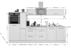 Respekta Küchenblock Amanda weiß Hochglanz B/H/T: ca. 300x200x60 cm