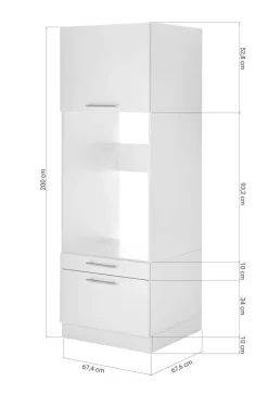 Respekta Waschmaschinenschrank Clara weiß matt B/H/T: ca. 67,4x200x67,6 cm
