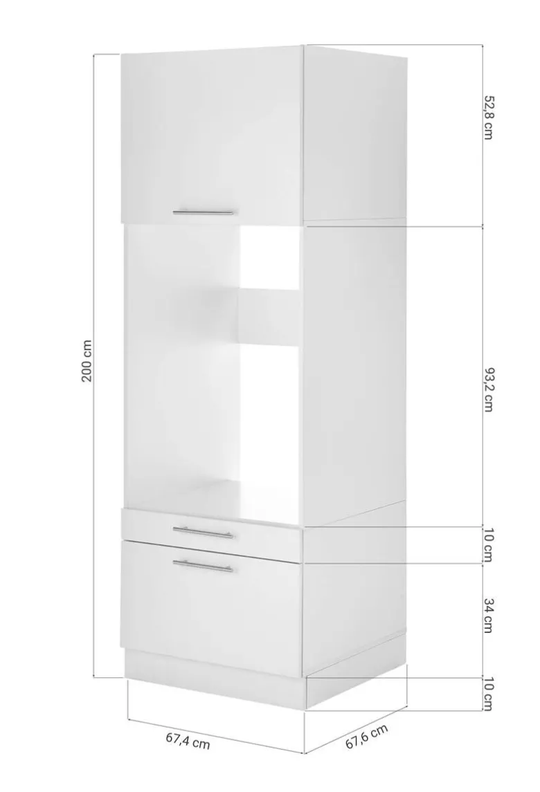Respekta Waschmaschinenschrank Clara weiß matt B/H/T: ca. 67,4x200x67,6 cm