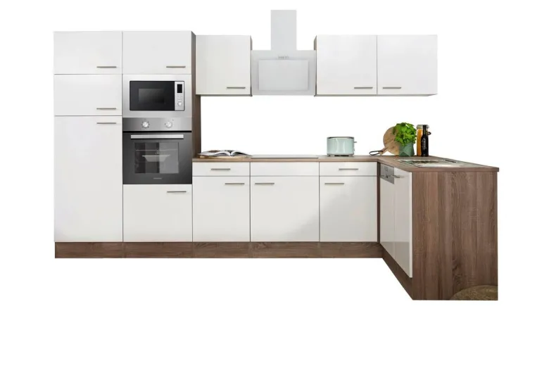 Respekta Winkelküche KBL340EYWMISGKE weiß B/H/T: ca. 340x205x172 cm
