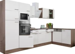 Respekta Winkelküche KBL340EYWMISGKE weiß B/H/T: ca. 340x205x172 cm