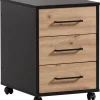 Rollcontainer Aino Eiche Artisan Nachbildung schwarz matt B/H/T: ca. 40x57x50 cm