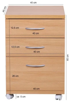 Rollcontainer braun Spanplatte B/H/T: ca. 40x60x45 cm