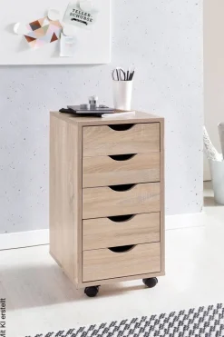 Rollcontainer braun Spanplatte B/H/T: ca. 33x64x38 cm