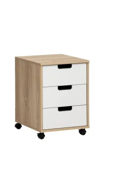 Rollcontainer Emmik weiß matt Eiche Eiche weiß Nachbildung B/H/T: ca. 40,1x57x50 cm