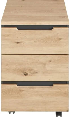 Rollcontainer Memphis Eiche Artisan Nachbildung anthrazit B/H/T: ca. 45x66x55 cm