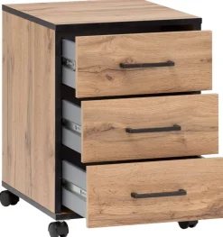 Rollcontainer Serie 2000 Eiche Landhaus Nachbildung B/H/T: ca. 40,1x57x50 cm