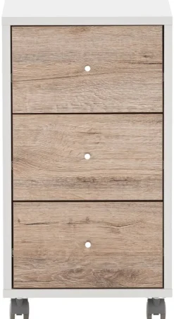 Rollcontainer Serie 400 perlweiß Optik Wildeiche Nachbildung B/H/T: ca. 32,6x59,7x39,1 cm