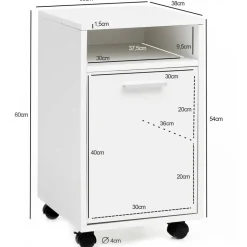 Rollcontainer weiß Spanplatte B/H/T: ca. 33x60x38 cm