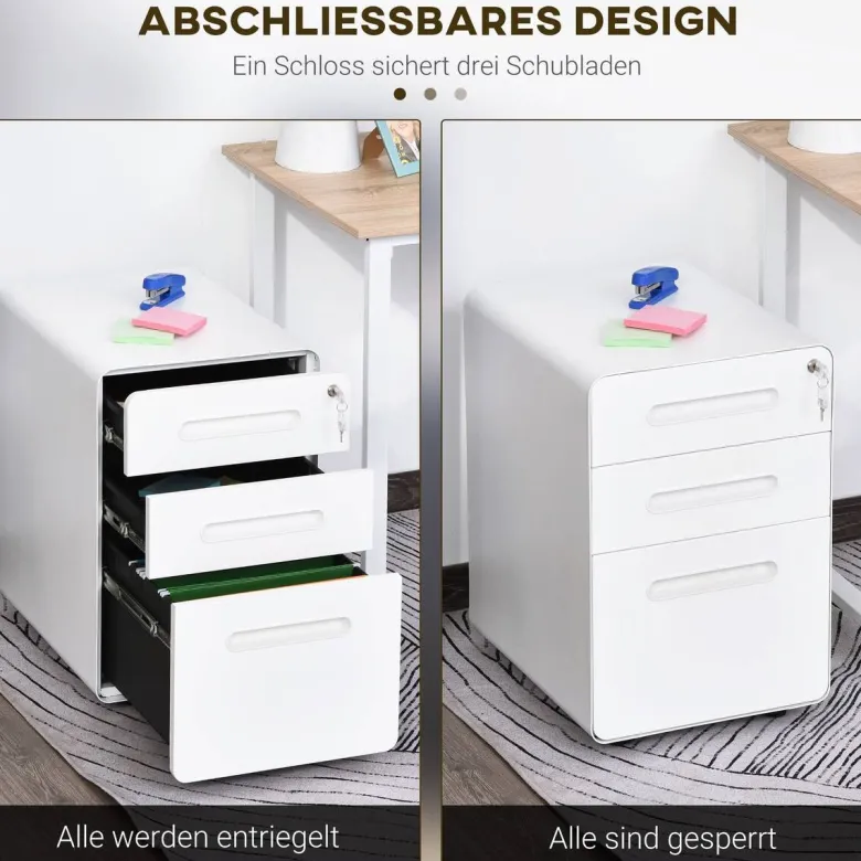 Rollcontainer 924-007WT weiß B/H/T: ca. 39x59x48 cm