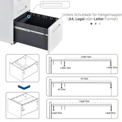 Rollcontainer 924-007WT weiß B/H/T: ca. 39x59x48 cm