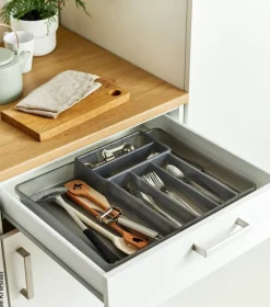 Rotho Besteckkasten DOMINO anthrazit Kunststoff B/H/L: ca. 34,1x5,1x39,7 cm