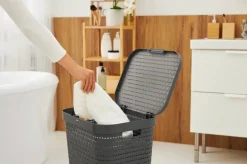 Rotho Wäschesammler COUNTRY anthrazit B/H/L: ca. 32x57,2x42 cm