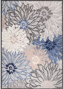 Sanat Outdoorteppich FLORAL grau B/L: ca. 80x200 cm