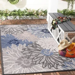 Sanat Outdoorteppich FLORAL grau B/L: ca. 120x170 cm