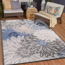 Sanat Outdoorteppich FLORAL grau B/L: ca. 120x170 cm