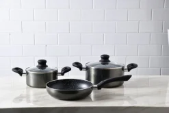 SAN IGNACIO Kochgeschirrset Soria schwarz Aluminium 4 tlg.