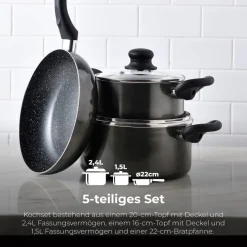 SAN IGNACIO Kochgeschirrset Soria schwarz Aluminium 4 tlg.