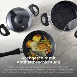 SAN IGNACIO Kochgeschirrset Soria schwarz Aluminium 4 tlg.