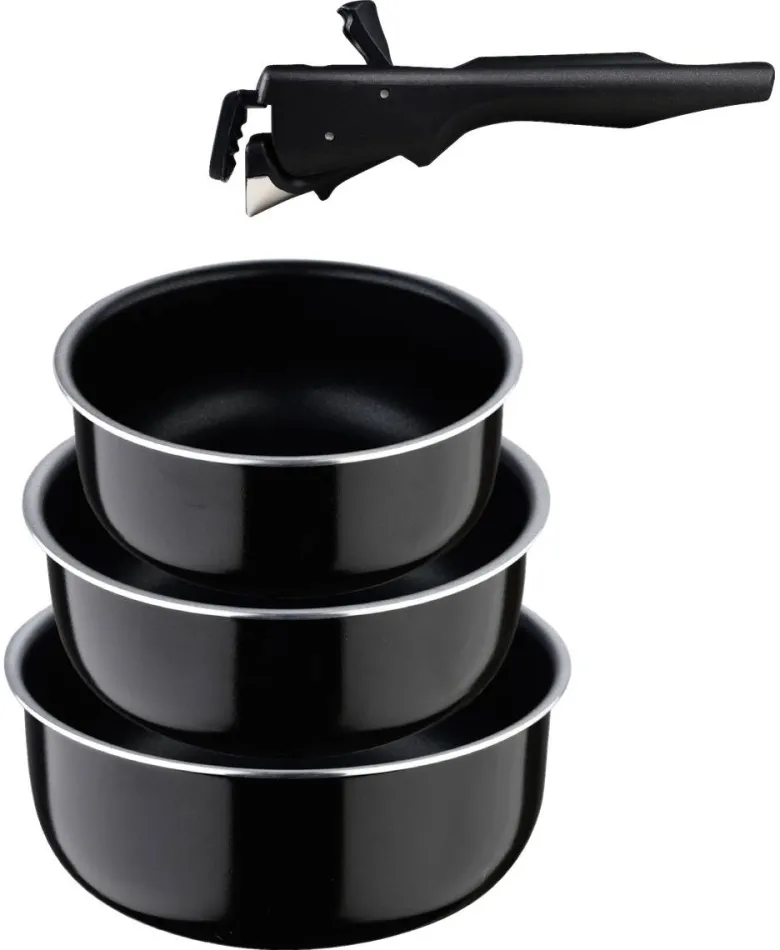 SAN IGNACIO Pfannenset Click & cook schwarz Aluminium 3 tlg.