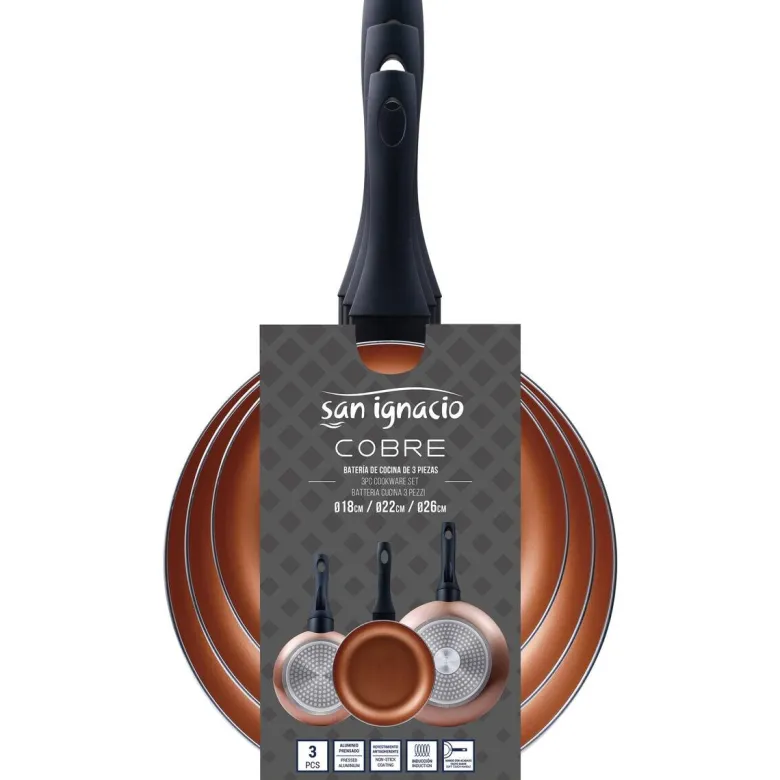 SAN IGNACIO Pfannen-Set COBRE Kupfer Aluminium 3 tlg.