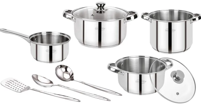SAN IGNACIO Topfset Lexia silber Edelstahl 9 tlg.